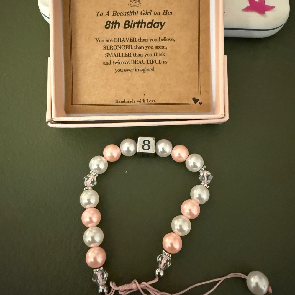 Charming Pink and White Beaded Kids Bracelet